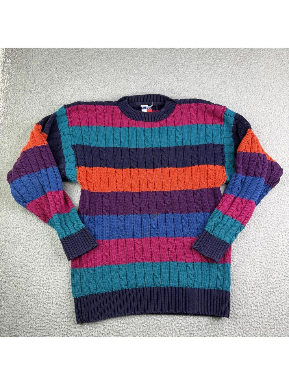 Vintage 90s Tommy Hilfiger Heavy Cotton Color Block Multicolor Sweater Size S